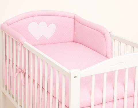 Bobono Ochraniacz do łóżeczka na szczebelki uniwersalny - Serduszka kropki na różu