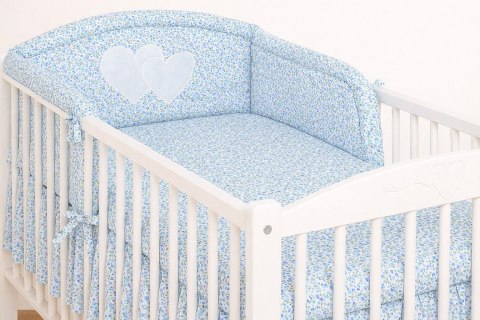 Bobono Ochraniacz do łóżeczka na szczebelki uniwersalny - Serduszka łączka niebieska