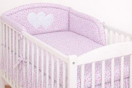 Bobono Ochraniacz do łóżeczka na szczebelki uniwersalny - Serduszka łączka różowa