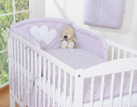 Bobono Ochraniacz do łóżeczka na szczebelki uniwersalny - Serduszka łączka różowa