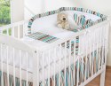 Bobono Ochraniacz do łóżeczka na szczebelki uniwersalny - Serduszka pasy brązowo-turkusowe