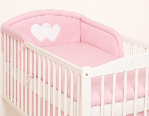 Bobono Ochraniacz do łóżeczka na szczebelki uniwersalny - Serduszka różowe