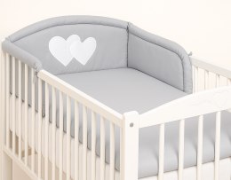 Bobono Ochraniacz do łóżeczka na szczebelki uniwersalny - Serduszka szare