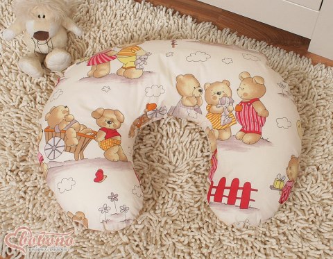 Bobono Poduszka rogal do karmienia fasolka + zdejmowana poszewka - Misiowe urodziny