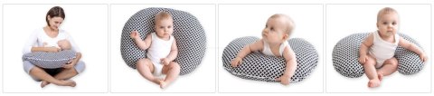 Bobono Poduszka rogal do karmienia fasolka + zdejmowana poszewka - Owieczki różowo-beżowe