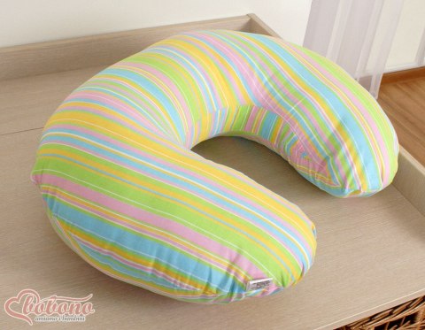 Bobono Poduszka rogal do karmienia fasolka + zdejmowana poszewka - Paski tęczowe