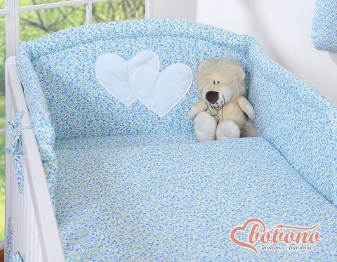 Bobono Pościel 2-cz 120x90 - Serduszka łączka niebieska