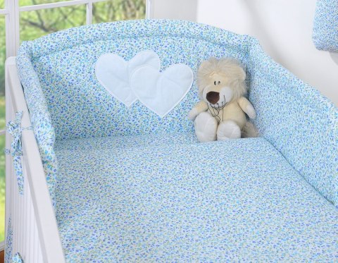 Bobono Pościel 2-cz 120x90 - Serduszka łączka niebieska