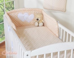 Bobono Pościel 3-cz 120x90 - Serduszka grochy beżowe
