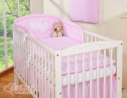 Bobono Pościel 3-cz 120x90 - Serduszka grochy różowe