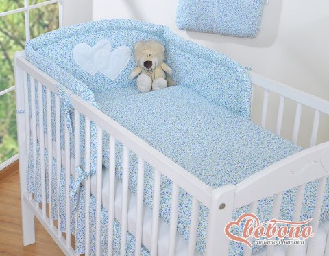 Bobono Pościel 3-cz 120x90 - Serduszka łączka niebieska