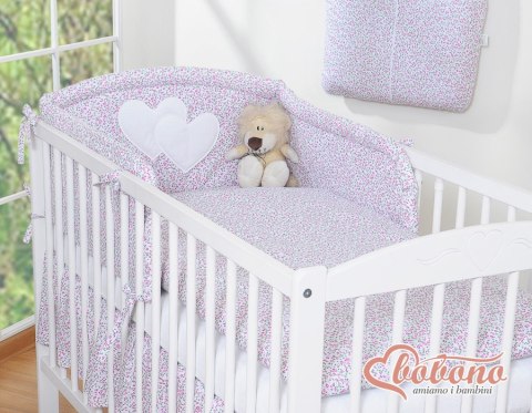 Bobono Pościel 3-cz 120x90 - Serduszka łączka różowa