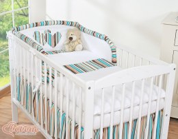 Bobono Pościel 3-cz 135x100 - Serduszka paseczki brązowe