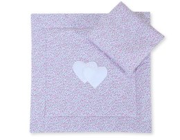 Bobono Pościel do wózka z wypełnieniem kołderka i poduszka - Serduszka łączka różowa