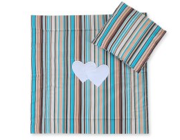 Bobono Pościel do wózka z wypełnieniem kołderka i poduszka - Serduszka paseczki brązowe