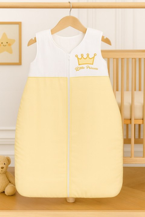 Bobono Śpiworek dla dzieci bawełniany M 6-12 mcy TOG 2.5 całoroczny ocieplany - Little Princess kremowy