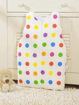 Bobono Śpiworek dla dzieci bawełniany M 6-12 mcy TOG 2.5 całoroczny ocieplany grochy kolorowe na ecru