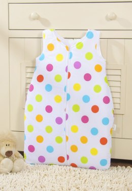 Bobono Śpiworek dla dzieci bawełniany M 6-12 mcy TOG 2.5 całoroczny ocieplany grochy kolorowe