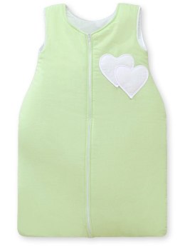 Bobono Śpiworek dla dzieci bawełniany M 6-12 mcy TOG 2.5 całoroczny ocieplany serduszka zielone