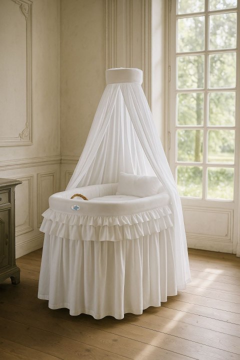 My Sweet Baby Kosz Mojżesza wiklinowy z baldachimem- Little Prince Princess biały