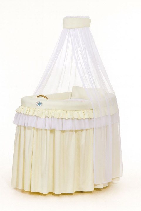 My Sweet Baby Kosz Mojżesza wiklinowy z baldachimem - Little Prince kremowy