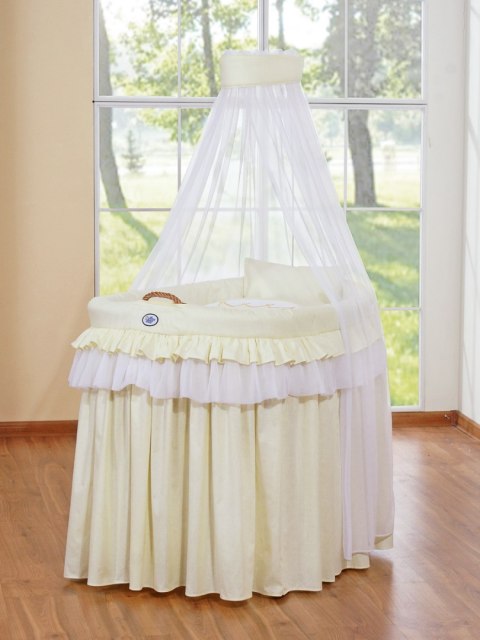 My Sweet Baby Kosz Mojżesza wiklinowy z baldachimem - Little Prince kremowy