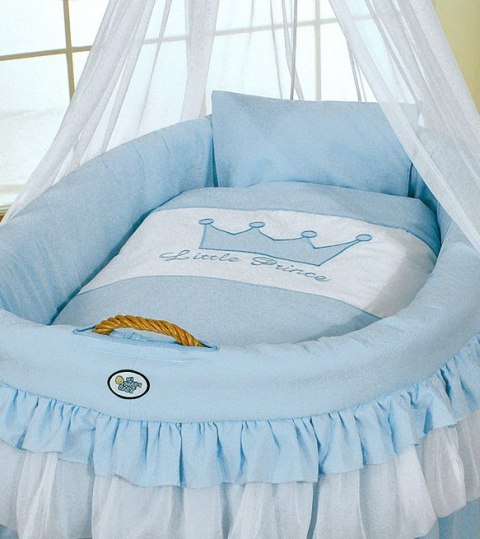My Sweet Baby Kosz Mojżesza wiklinowy z baldachimem- Little Prince niebieski