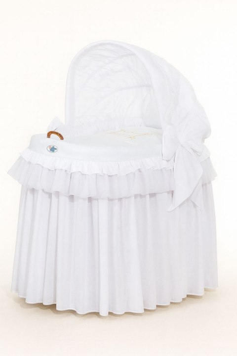 My Sweet Baby Kosz Mojżesza wiklinowy ze składaną budką - Little Prince biały