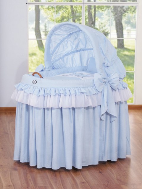 My Sweet Baby Kosz Mojżesza wiklinowy ze składaną budką - Little Prince niebieski