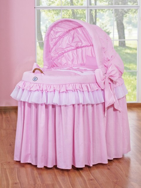 My Sweet Baby Kosz Mojżesza wiklinowy ze składaną budką - Little Princess różowy