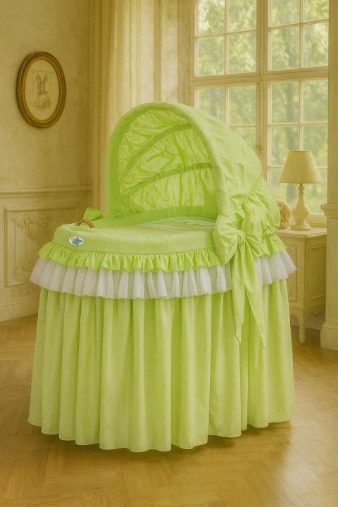 My Sweet Baby Kosz Mojżesza wiklinowy ze składaną budką - Little Princess zielony