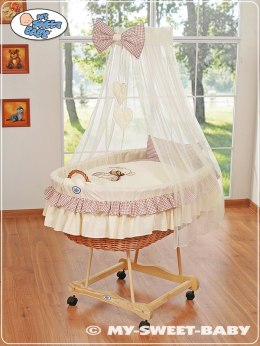 My Sweet Baby Kosz Mojżesza z baldachimem- Miś z kokardką brązowy