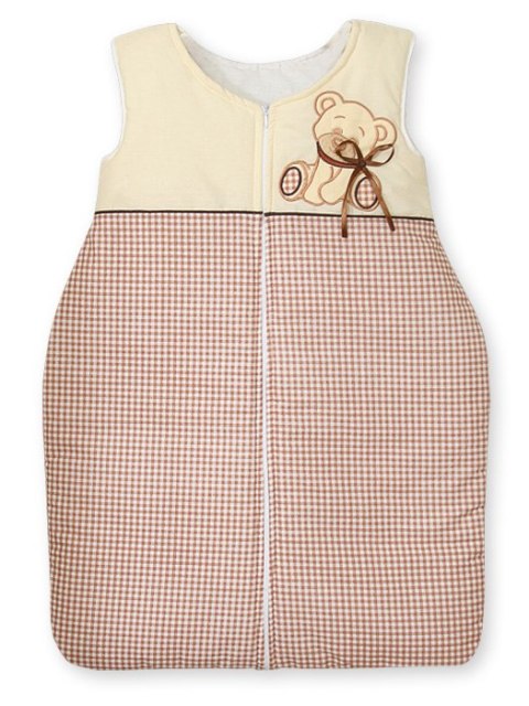 My Sweet Baby Śpiworek dla dzieci bawełniany M 6-12 mcy TOG 2.5 całoroczny ocieplany Miś z kokardką brązowy