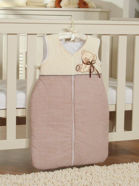 My Sweet Baby Śpiworek dla dzieci bawełniany M 6-12 mcy TOG 2.5 całoroczny ocieplany Miś z kokardką brązowy