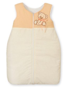 My Sweet Baby Śpiworek dla dzieci bawełniany M 6-12 mcy TOG 2.5 całoroczny ocieplany Miś z kokardką brzoskwiniowy