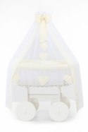 My Sweet Baby Wiklinowy kosz Mojżesza z baldachimem Deluxe Amelia - biały + kremowa pościel