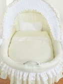 My Sweet Baby Wiklinowy kosz Mojżesza ze składaną budką Bellamy - biały + kremowa pościel