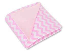 Bobono Duży otulacz dla niemowląt do fotelika nosidełka wózka dwustronny - Chevron różowy