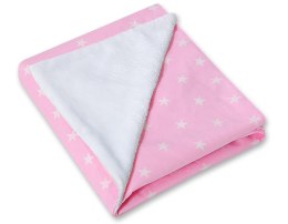 Bobono Duży otulacz dla niemowląt do fotelika nosidełka wózka dwustronny - Gwiazdki różowe