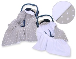 Bobono Duży otulacz dla niemowląt do fotelika nosidełka wózka dwustronny - Gwiazdki szaro-białe