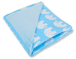 Bobono Duży otulacz dla niemowląt do fotelika nosidełka wózka dwustronny - Słonie niebieskie