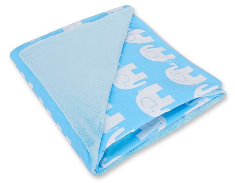 Bobono Duży otulacz dla niemowląt do fotelika nosidełka wózka dwustronny - Słonie niebieskie