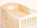 Bobono Ochraniacz do łóżeczka na szczebelki uniwersalny - Serduszka białe grochy na beżowym