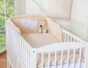 Bobono Ochraniacz do łóżeczka na szczebelki uniwersalny - Serduszka białe grochy na beżowym