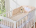Bobono Ochraniacz do łóżeczka na szczebelki uniwersalny - Serduszka białe grochy na beżowym