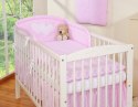 Bobono Ochraniacz do łóżeczka na szczebelki uniwersalny - Serduszka białe grochy na różu