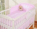 Bobono Ochraniacz do łóżeczka na szczebelki uniwersalny - Serduszka białe grochy na różu