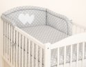 Bobono Ochraniacz do łóżeczka na szczebelki uniwersalny - Serduszka białe grochy na szarym