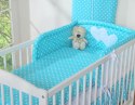 Bobono Ochraniacz do łóżeczka na szczebelki uniwersalny - Serduszka białe grochy na turkusie