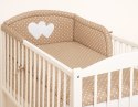 Bobono Ochraniacz do łóżeczka na szczebelki uniwersalny - Serduszka grochy na brązie